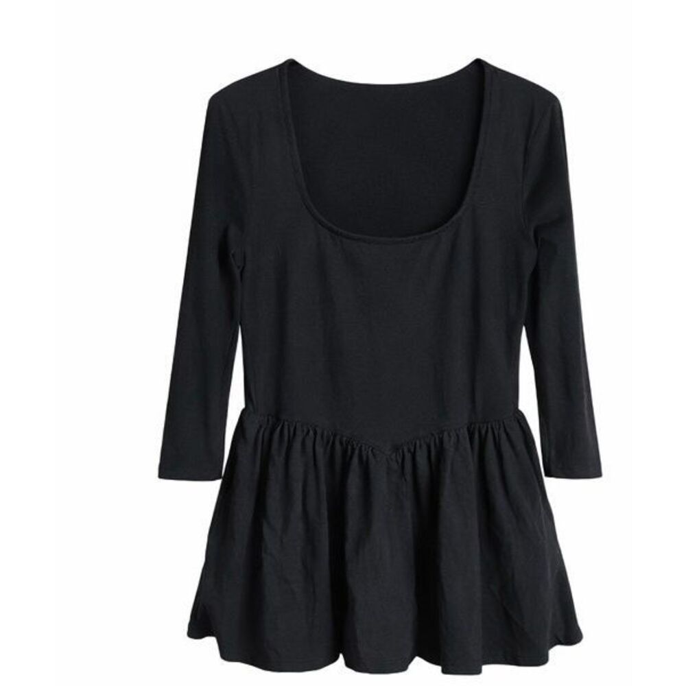 Free People Babydoll Oneida Mini Dress Black Scoop Neck Boho Women M